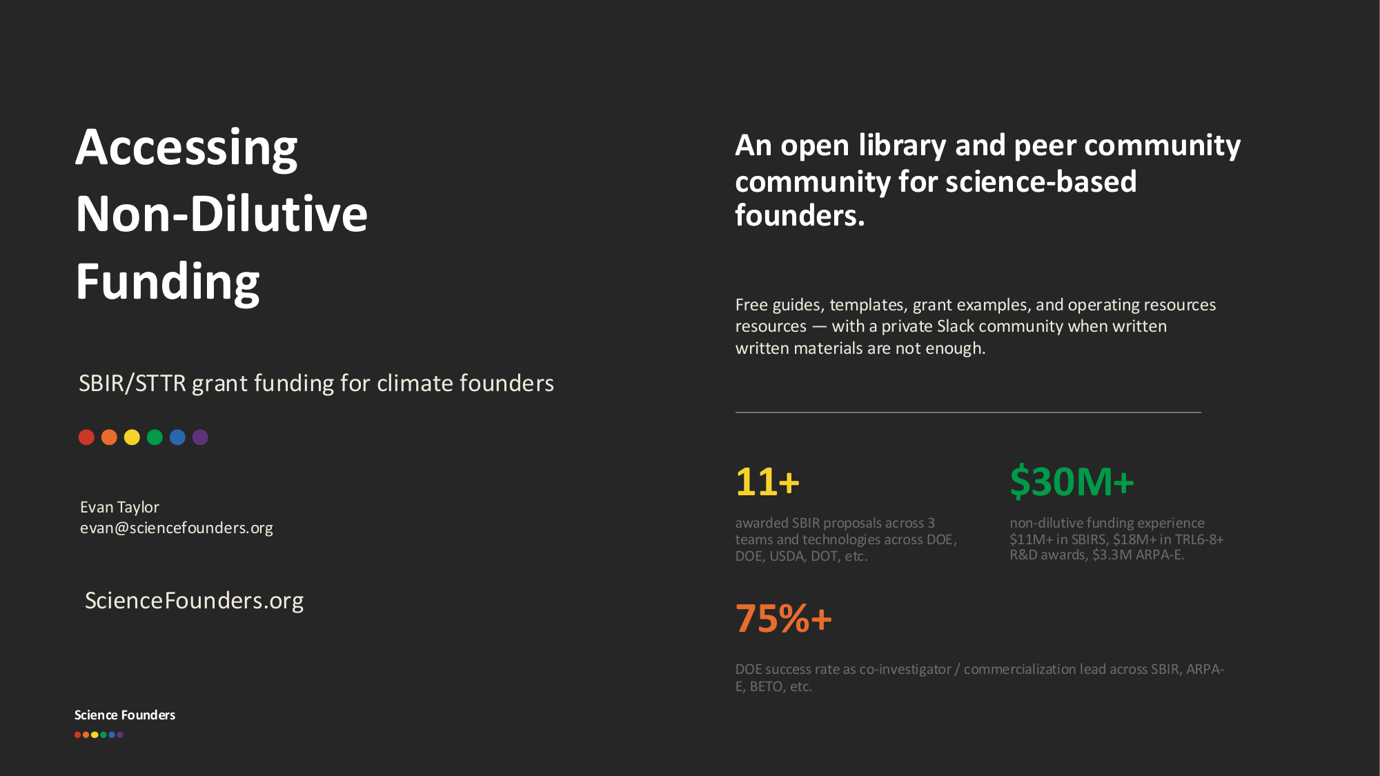 Accessing Non-Dilutive Funding: SBIR/STTR Grant Funding for Climate Founders